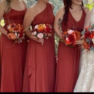 GEORGETTE ONE-SHOULDER CASCADE BRIDESMAID DRESS